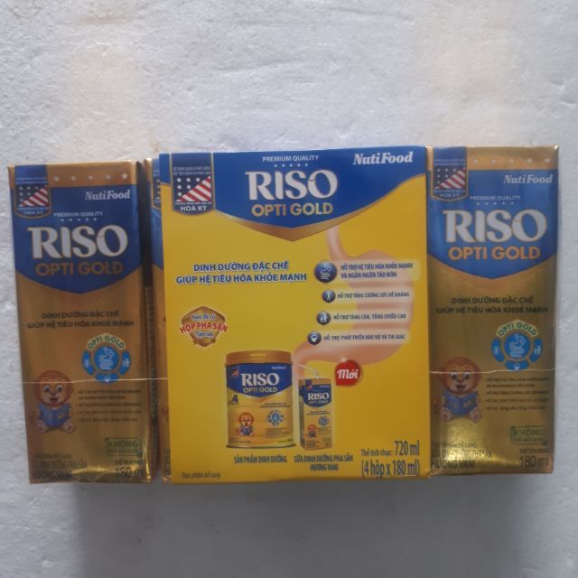 Sữa bột pha sẵn RISO OPTI GOLD 180ml lốc 4 hộp