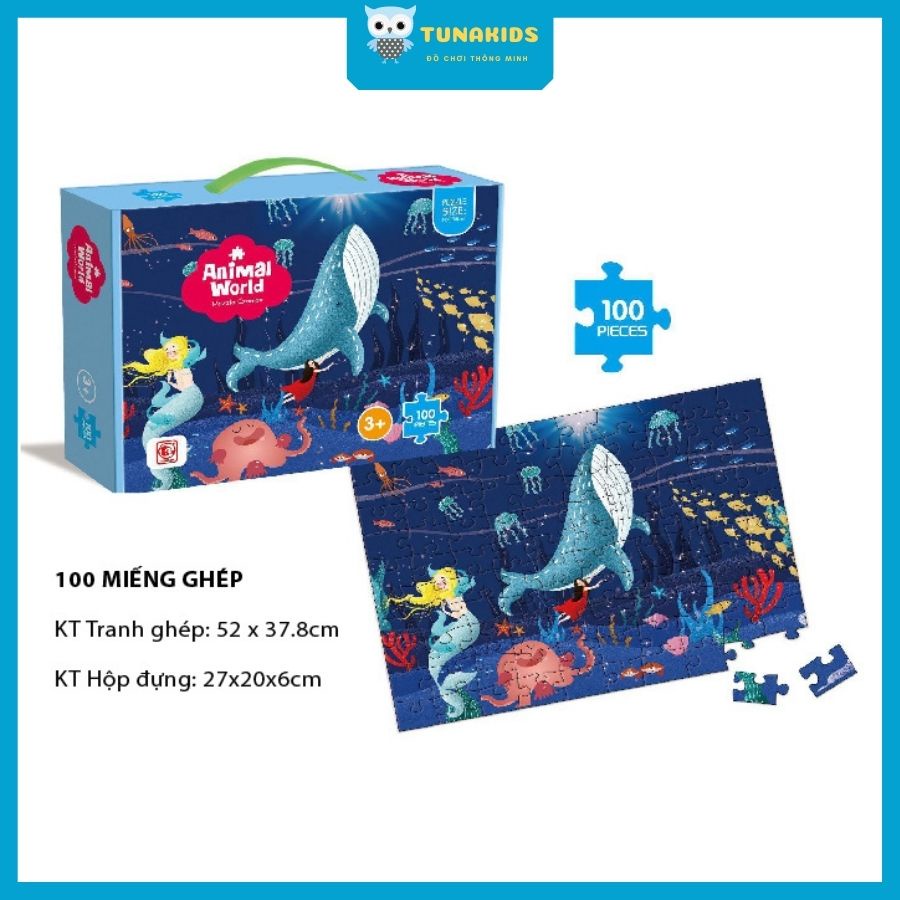 Tranh xếp hình đồ chơi 100 miếng puzzle cao cấp cho bé TunaKids