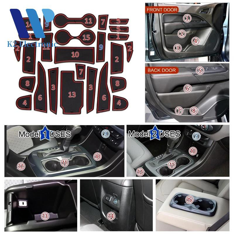 Ready Stock for Chevrolet Colorado GMC Canyon 15-21 Anti-Slip Gate Slot Cup Mat K2VN