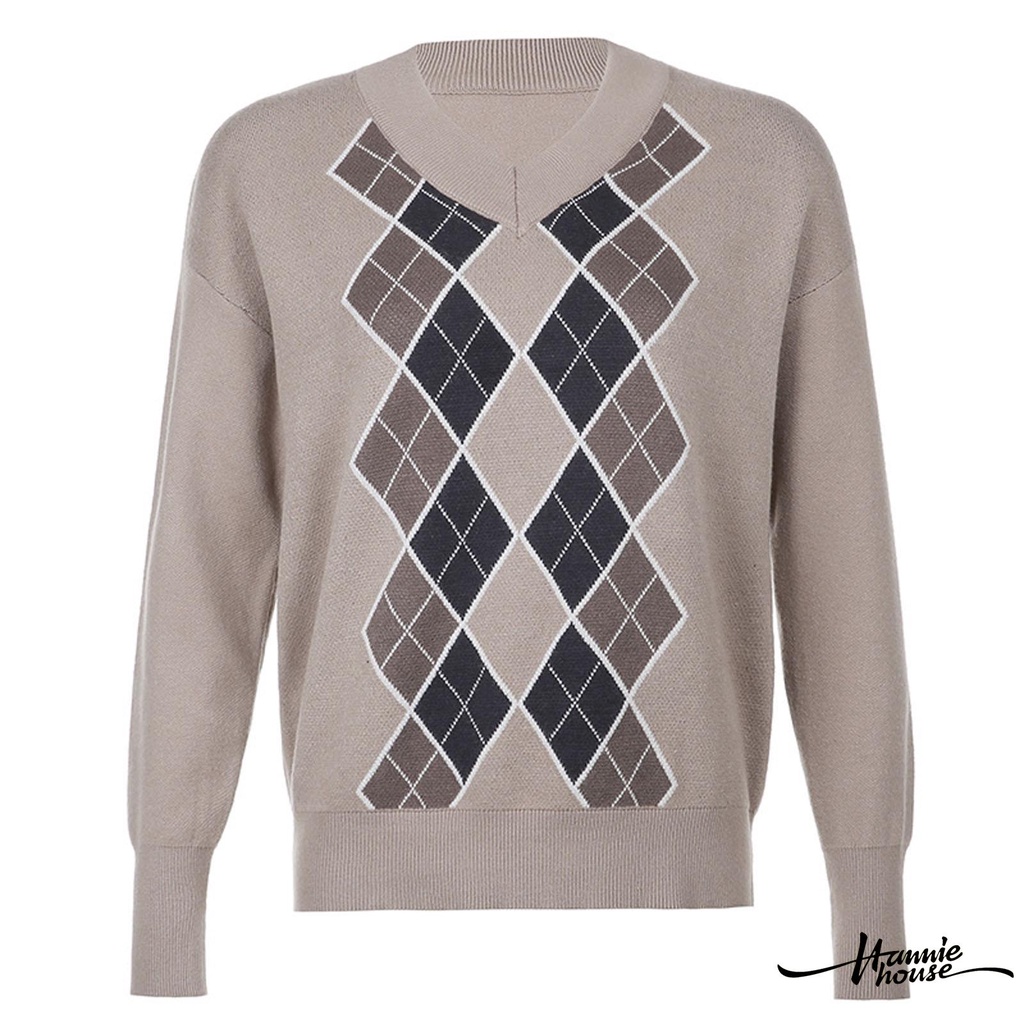 Áo Sweater Nữ cổ chữ V dáng rộng Thời Trang