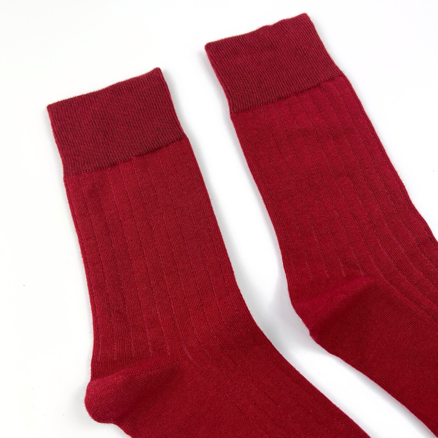 Vớ cổ cao nam đi giày tây GOMTAT mẫu gân chìm màu đỏ, chất liệu cotton cao cấp, hút ẩm thoáng khí  -GOM-TAYGANCHIM-DO
