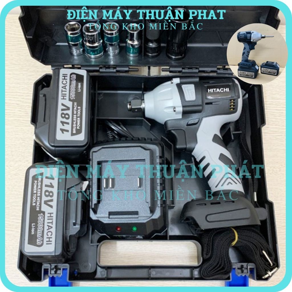 Máy bắn vặn vít siết bulong ốc vít HITACHI 118V cầm tay mini giá rẻ 100% đồng KHÔNG CHỔI THAN Pin 10 Cell