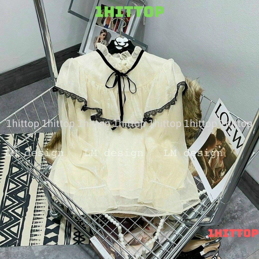 áo sơ mi tay bồng nút ngọc, áo sơ mi tơ 2 lớp hàng QCCC A00015 KACA 1hittop