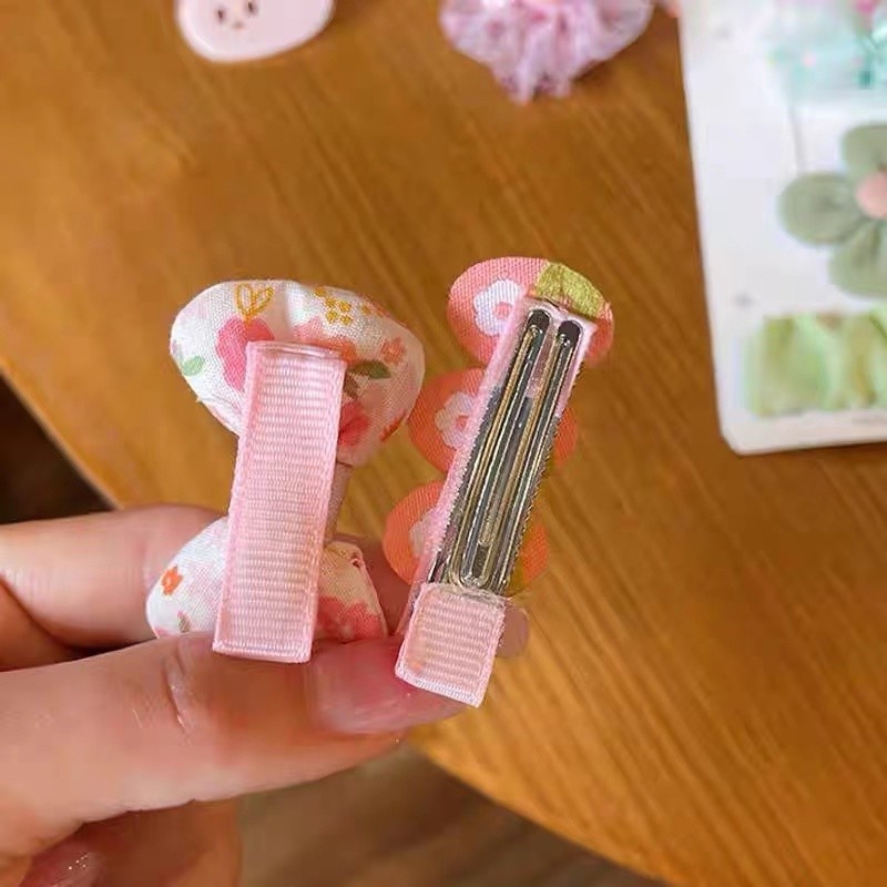 Kẹp Tóc Nơ Viền Vải Lưới Dễ Thương Cho Bé Gái