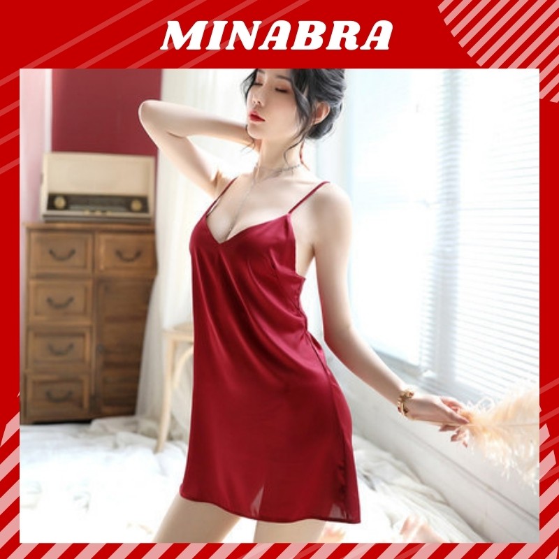 Váy Ngủ 2 Dây Gợi Cảm Thời Trang MINABRA Đầm Ngủ Sexy Lụa Satin Mềm Mịn Không Nhăn VN03