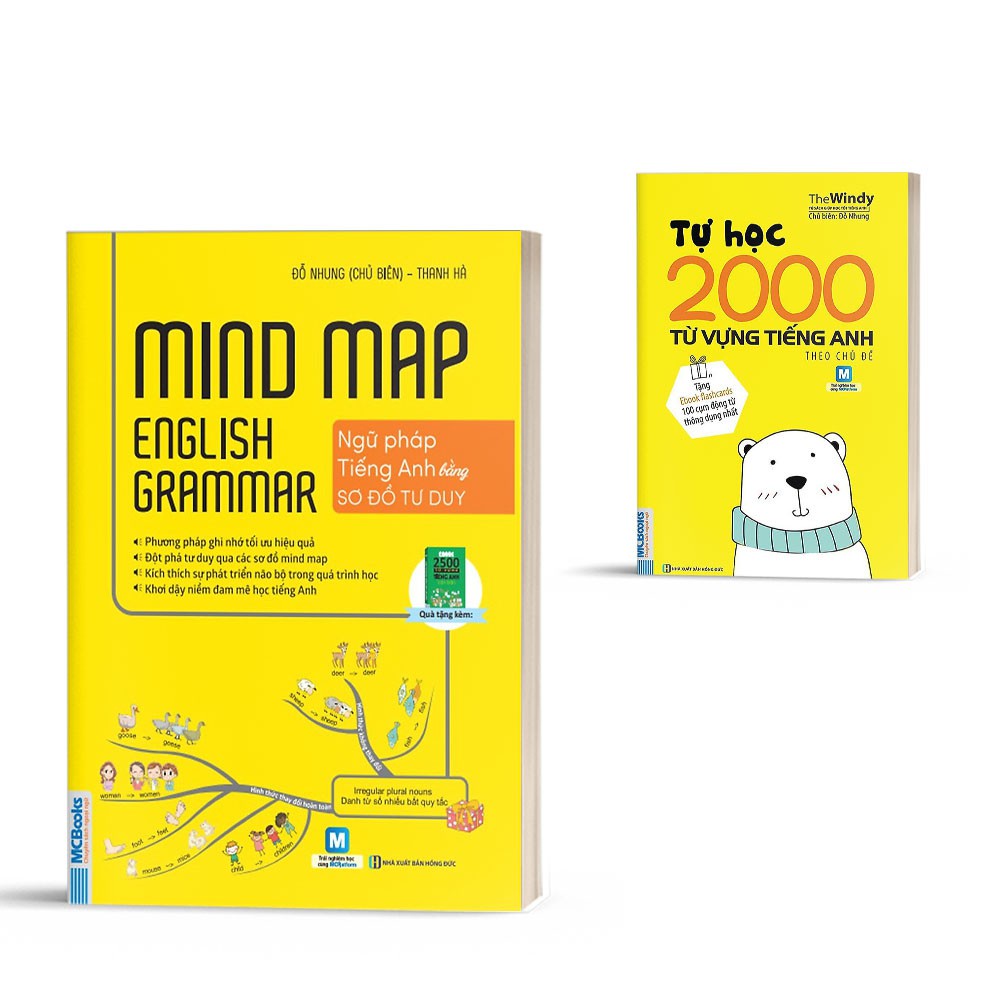 sách-Combo Mindmap English Grammar - Ngữ Pháp Tiếng Anh Bằng Sơ Đồ Tư Duy + Tự Học 2000 Từ Vựng Tiếng Anh Theo Chủ