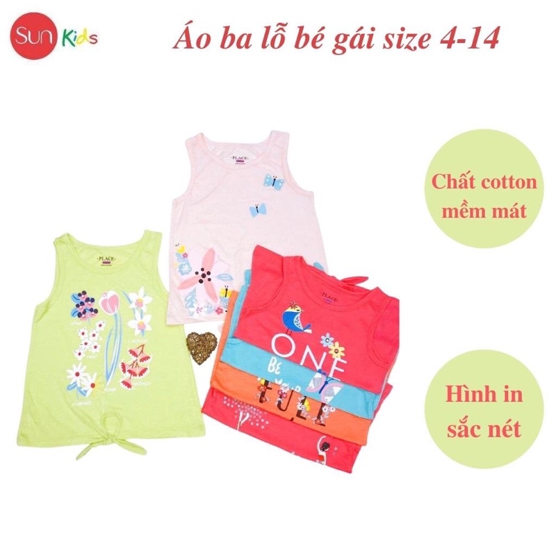 Áo thun cho bé gái, áo phông bé gái chất cotton mềm mát, size 4 - 14 tuổi - SUNKIDS1