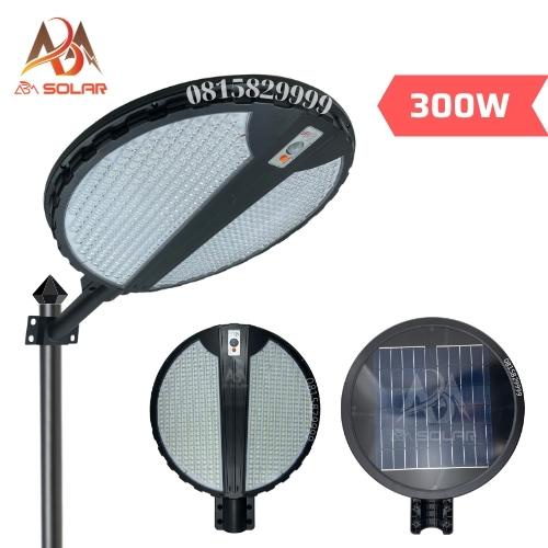 [300W]Đèn Năng Lượng Mặt Trời Liền Thể Tròn Tích Điện Tấm Pin, Chống Nước IP66,Cảm Biến Chuyển Động ,LED Siêu Sáng - ABM