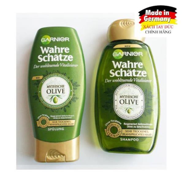 [Hàng Đức chuẩn] Bộ dầu gội Garnier Wahre Schatze Mythische Olive cho tóc hư tổn, [Còn hàng]