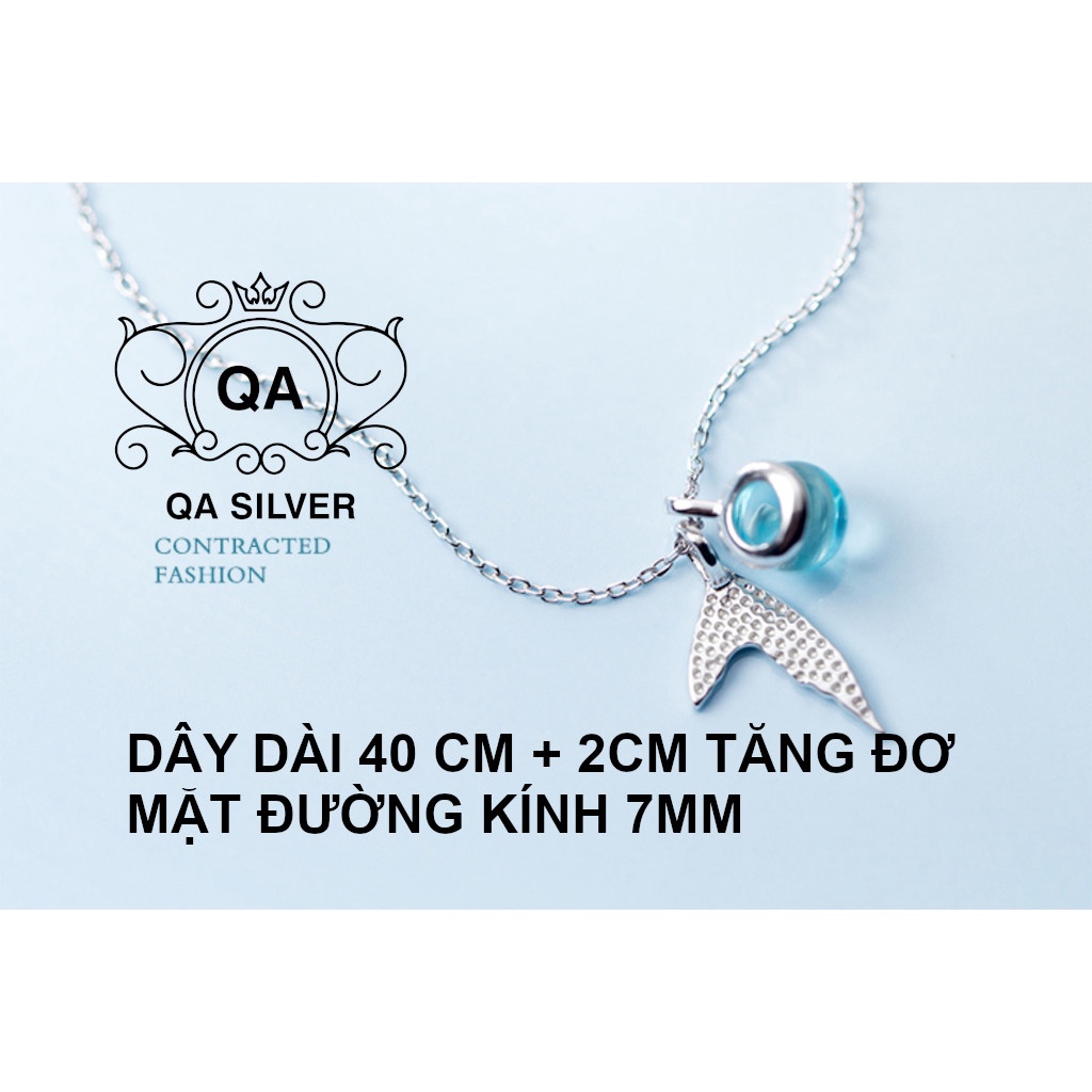 Dây chuyền bạc 925 đuôi cá đá xanh Vòng cổ tiên cá bọt biển S925 MERMAID Silver Necklace QA SILVER NE180802