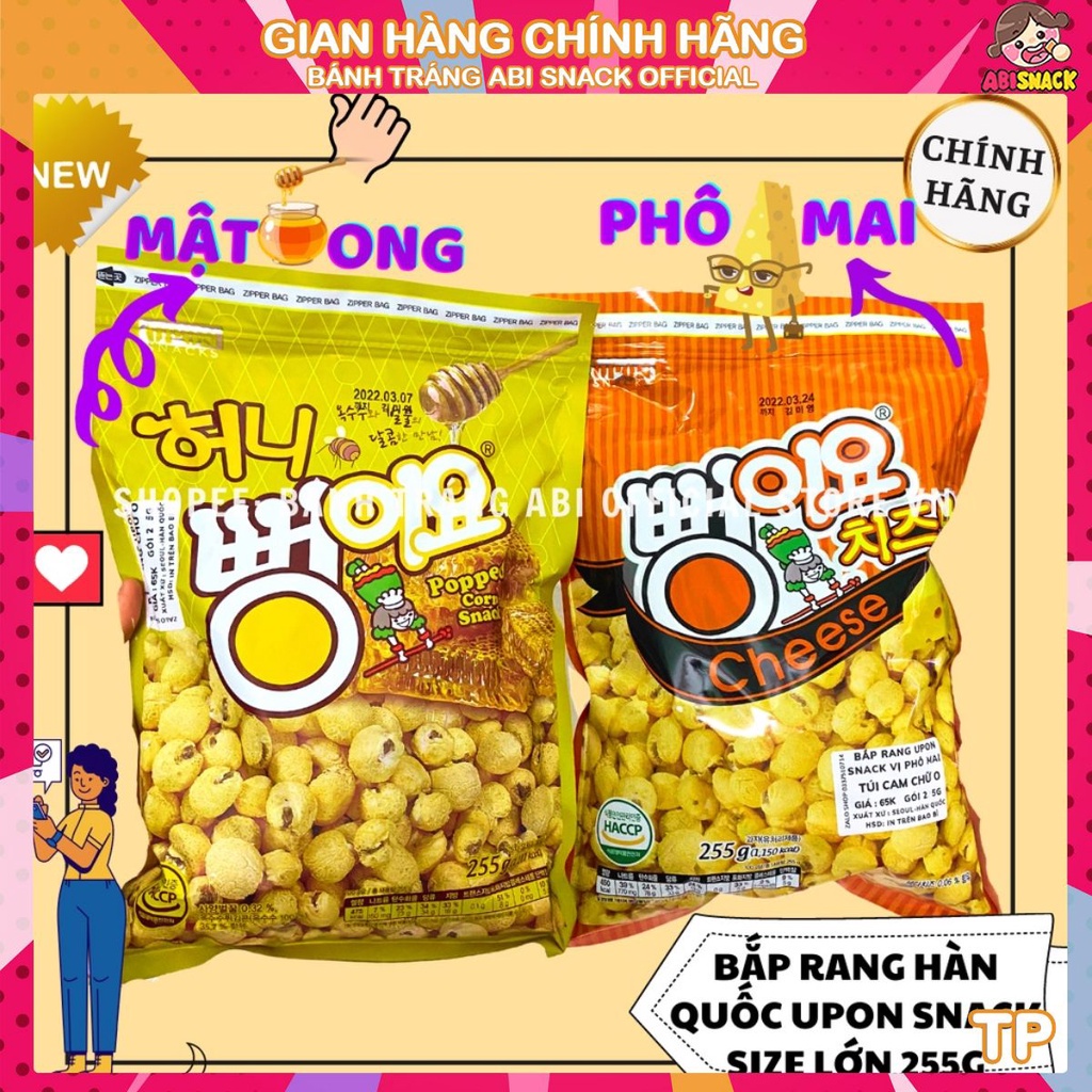 SNACK BẮP BỎNG NGÔ 2 VỊ UPON SNACK HÀN QUỐC GÓI LỚN 255G