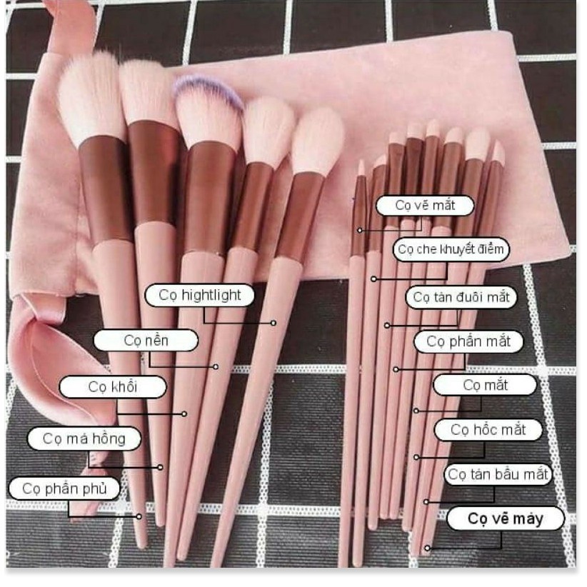 Bộ Cọ Trang ĐiểmCọ Makeup Cá Nhân Set 13 Cây Lông Mềm Mịn Chất Đẹp Hàng Hot Nội Địa Trung Màu Xanh/ Hồng Nhãn Hiệu FIX