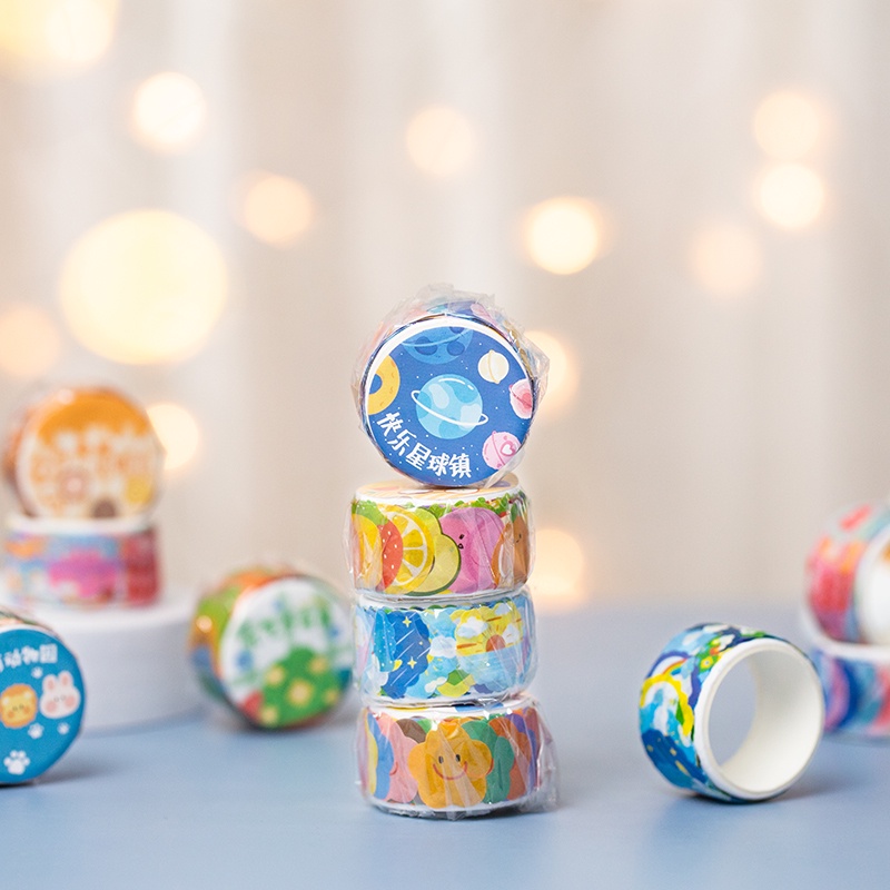 Bộ 100 băng dính washi hình động vật/trái cây trang trí nhật ký/album DIY