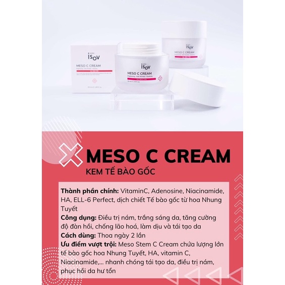 MESO  C CREAM ISOV ngăn ngừa lão hoá, nám, tàn nhang