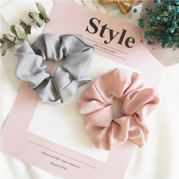 Scrunchies vải chiffon, dây buộc tóc nhiều màu thanh lịch