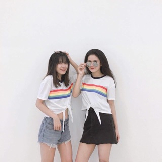 Áo thun buộc bụng 🍒FREESHIP🍒 cực xinh áo phông dáng rộng (gạt xem ảnh thật)