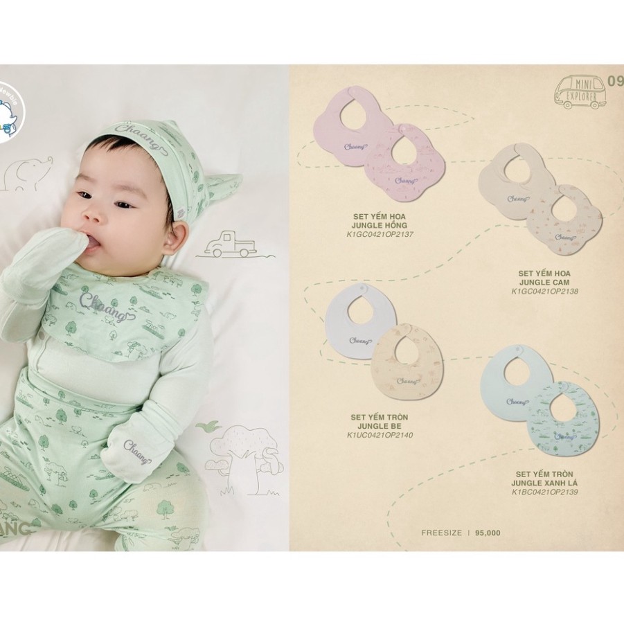 Set yếm tròn sơ sinh Chaang- BST sơ sinh Jungle Chaang