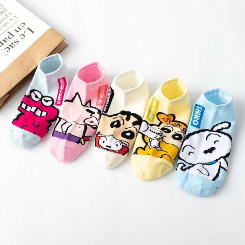 Tất Ngắn Cổ Shin To Tất Tất Cotton Cổ Ngắn In Họa Tiết Hoạt Hình Vui Nhộn Phong Cách Nhật Hàn Phong Cách Ulzzang