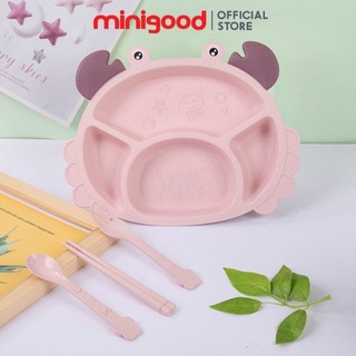 Bộ dụng cụ ăn cho bé có kèm muỗng đũa hình con cua MINIGOOD