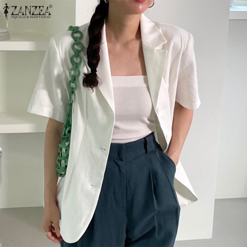 Áo khoác blazer Zanzea tay ngắn thời trang Hàn Quốc tùy chọn màu sắc