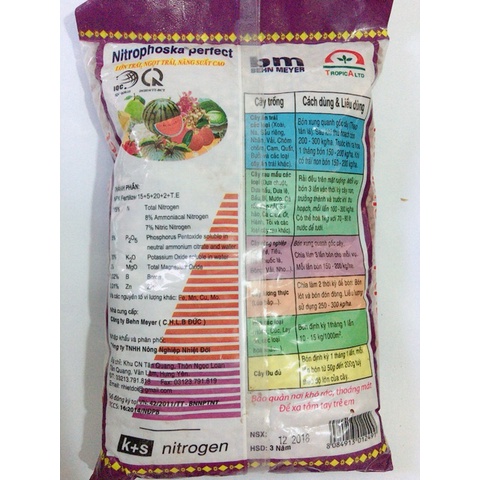 Phân bón cao cấp Nitrophoska 15-5-20 +TE chuyên cho hoa, cây ăn trái 1kg HOT