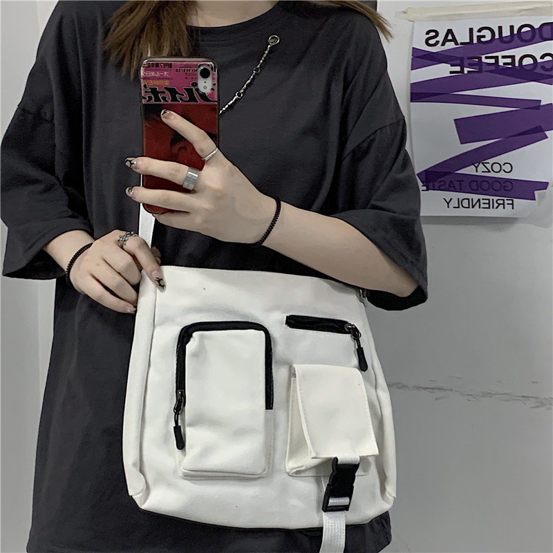 Túi Đeo Chéo Vải Canvas Nhiều Túi Thời Trang Cá Tính 19863