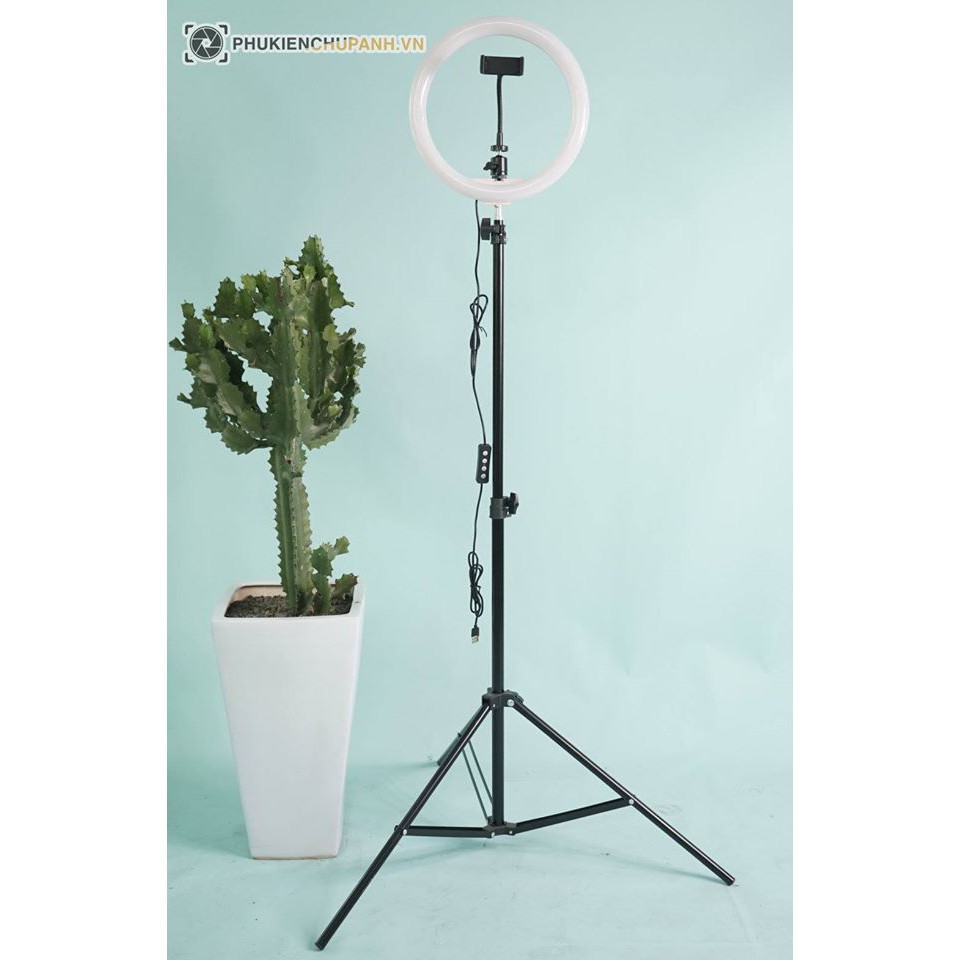 Đèn livestream 26cm, đèn livestream hỗ trợ ánh sáng chụp ảnh, make up trang điểm, 3 chế độ ánh sáng