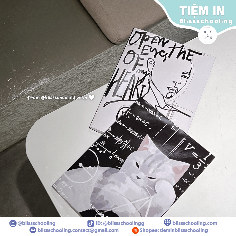 Giấy Bao Tập Họa Tiết B&W, Trắng Đen Đơn Giản | Đọc kĩ mô tả | Tiệm In Blissschooling