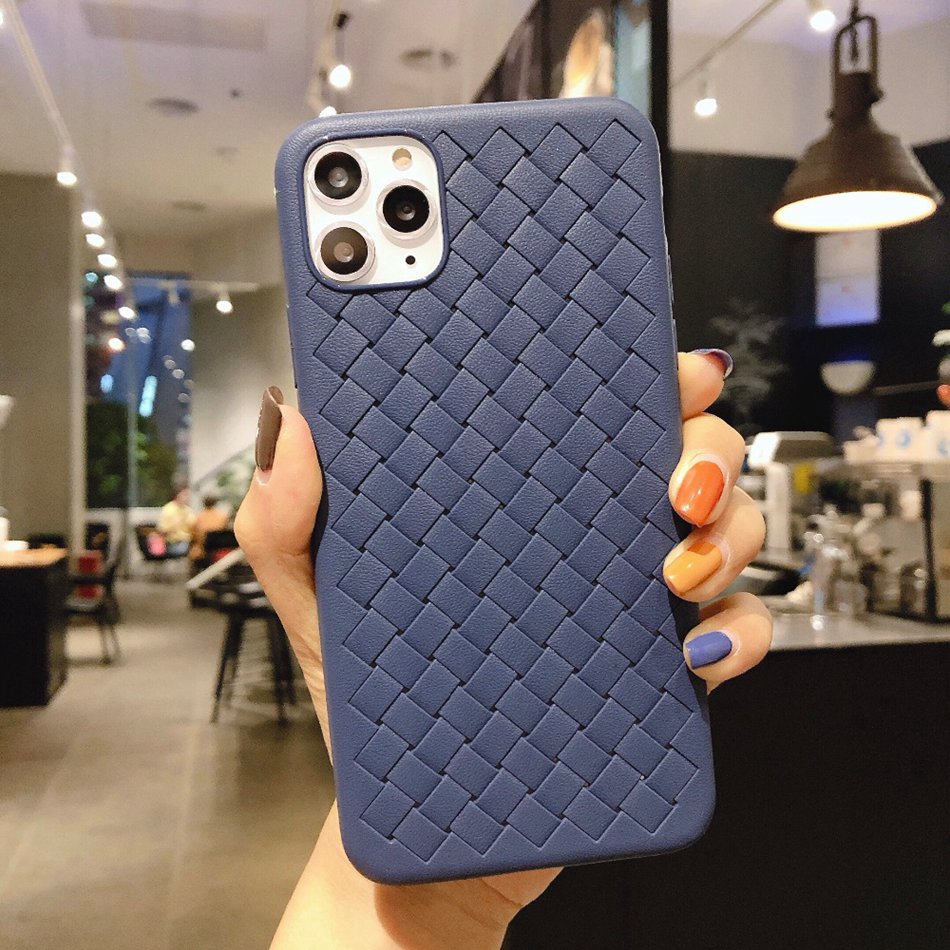 BV Woven Casing Samsung A6s A9 A7 A6 A6 Plus 2018 J5 J7 J2 Prime J5 J7 J3 Pro J4 Plus J6 Plus J8 Grid Braided Soft Case Silicone Phone Case