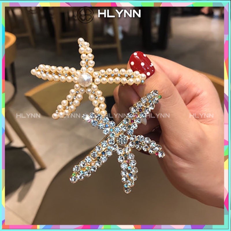 Kẹp tóc sao biển đính đá và hạt trai