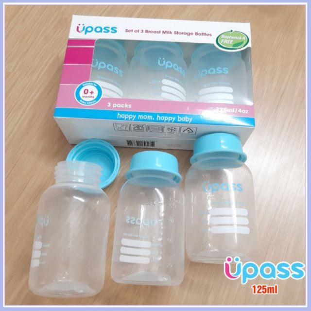 Bộ 3 bình trữ sữa upass 125ml - Thái Lan