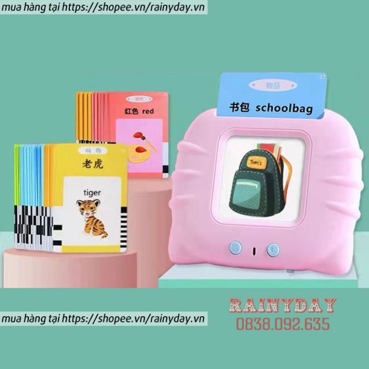 Máy đọc 112 thẻ flashcard 224 từ vựng TIẾNG ANH - TIẾNG TRUNG cầm tay nhỏ gọn, rõ tiếng cho bé