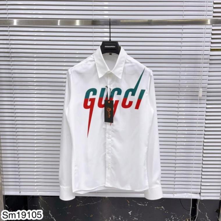[Sẵn Hàng] Áo Sơ Mi Nam Gucci Logo In Cao Cấp - Áo Sơ Mi Gucci In Chữ Cho Nam
