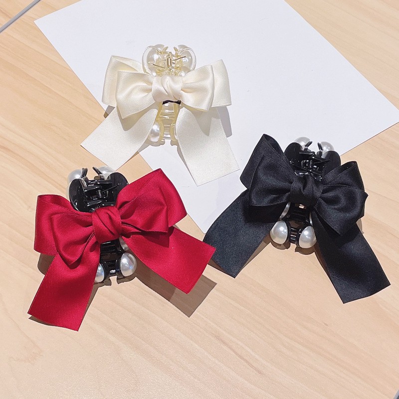 Kẹp Tóc Hình Nơ Đính Ngọc Trai Thanh Lịch Cho Nữ