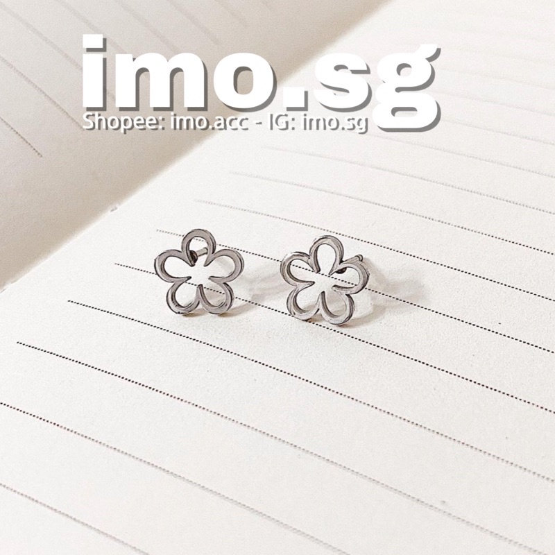 Bông tai thép không gỉ bông hoa daisy tròn 5 cánh basic - Hàn Quốc style - ulzzang style