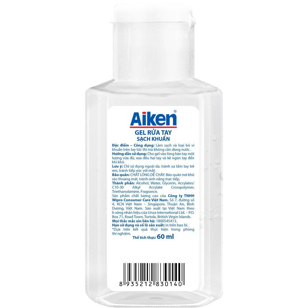 Aiken Combo 4 Gel rửa tay Sạch khuẩn 60ml/chai