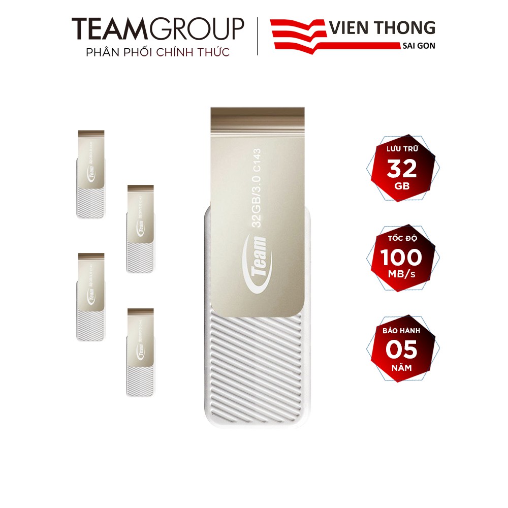Bộ 5 USB 3.0 Team Group C143 32GB INC tốc độ upto 80MB/s - Hãng phân phối chính thức | BigBuy360 - bigbuy360.vn
