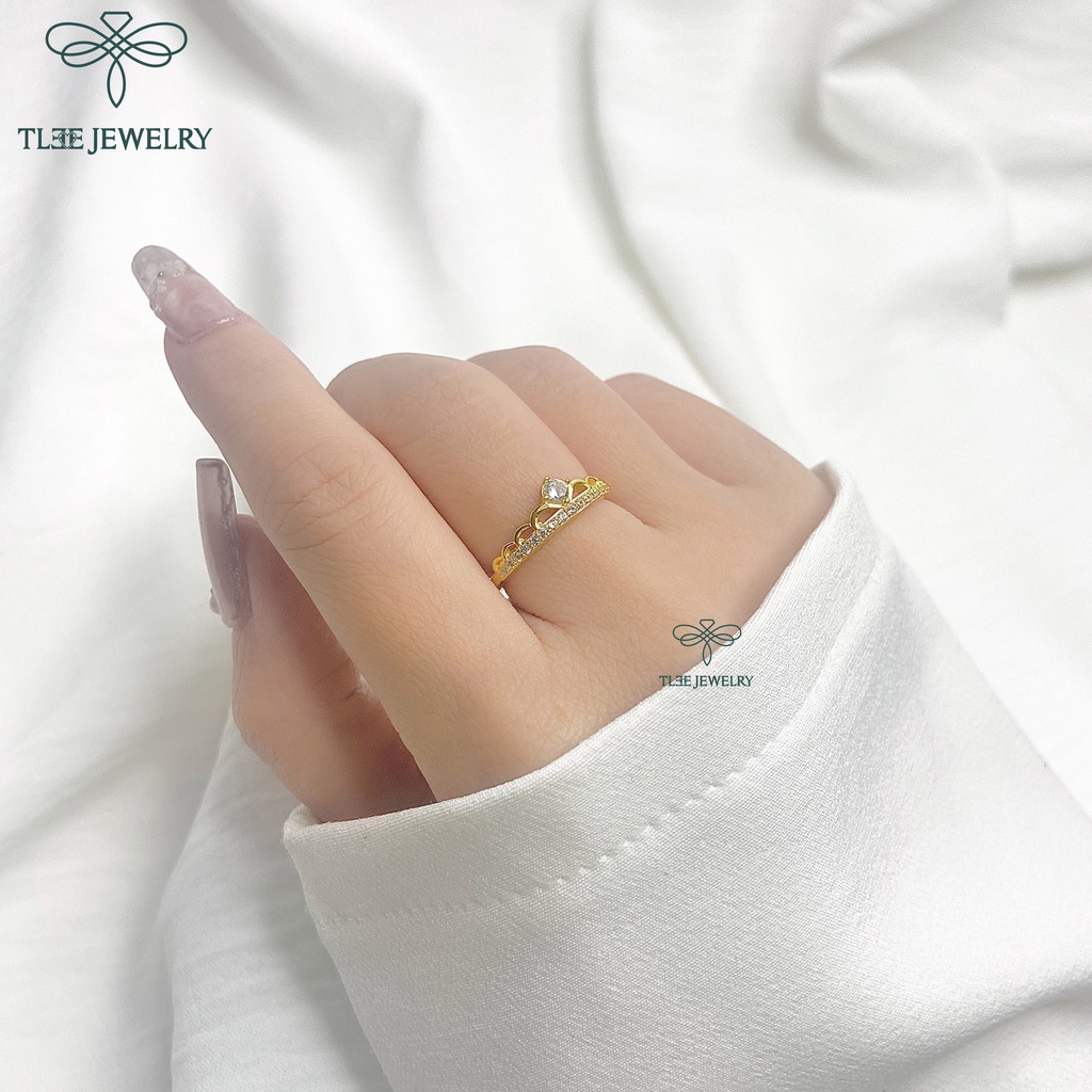 Nhẫn bạc nữ TLEE vương miện nữ hoàng mạ vàng 14k sang trọng TleeJewelry A0148