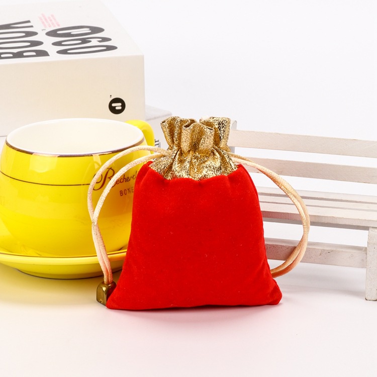 Túi dây rút đựng trang sức/ quà tặng màu đỏ mừng năm mới 10*12cm tiện dụng
