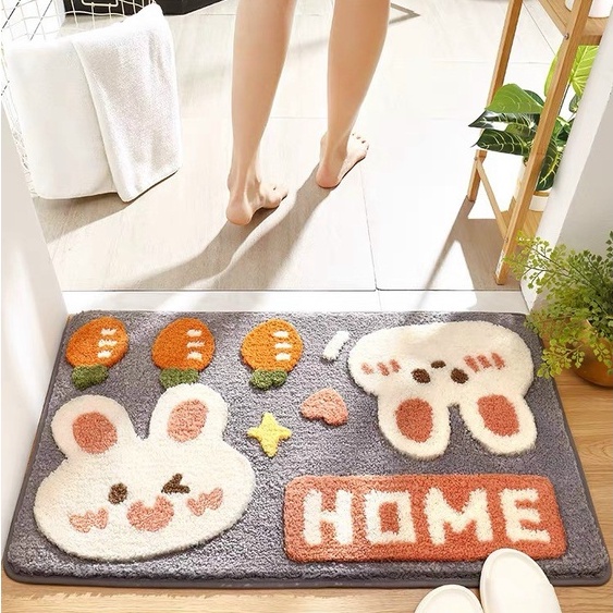 Thảm lau chân lông cừu 3D, thảm lót chân lông mềm siêu thấm nước, thảm chùi chân phòng khách, phòng ngủ mẫu mới 2023