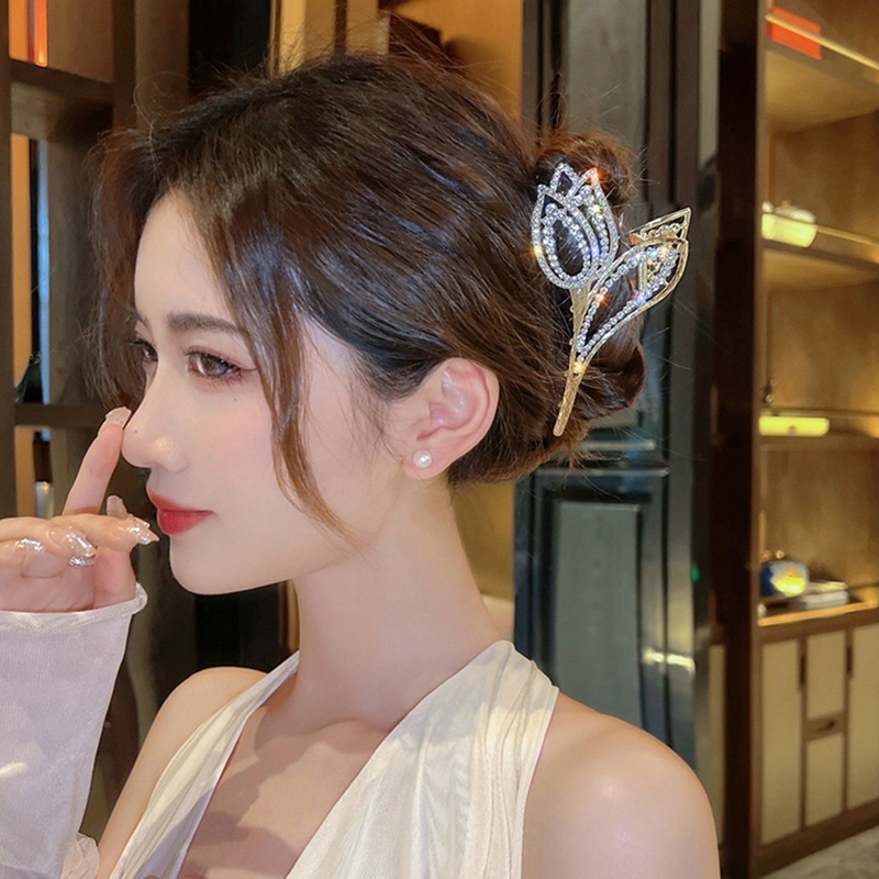 Kẹp Tóc Hoa Tulip Đính Ngọc Trai Nhân Tạo Thời Trang Cho Nữ