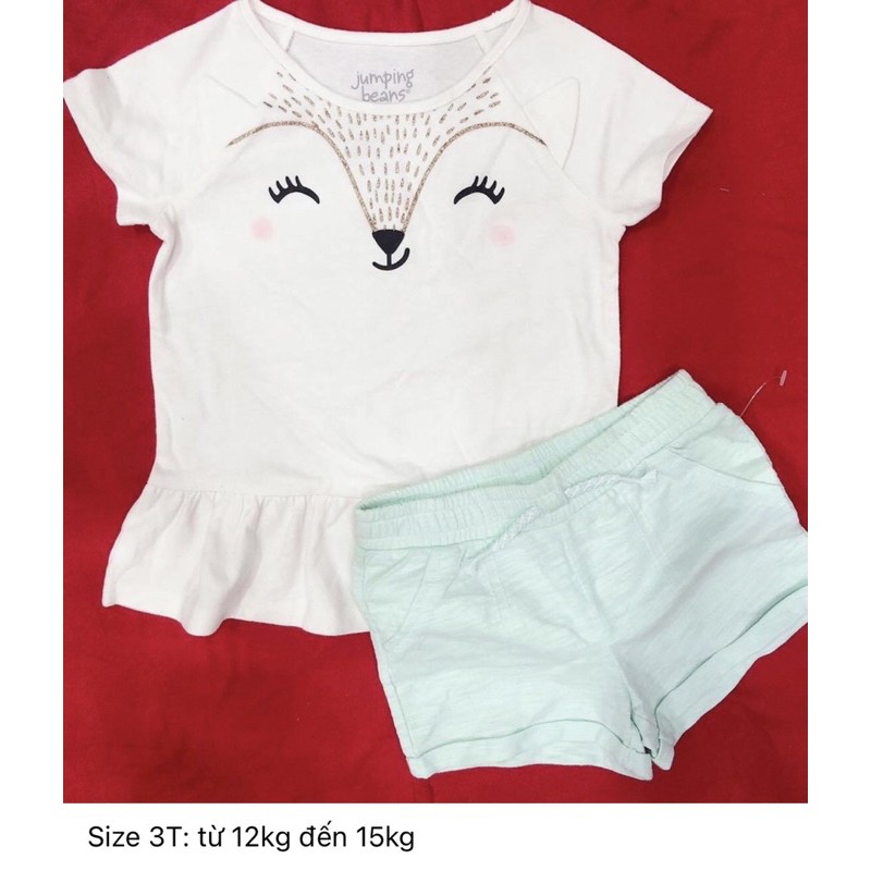 áo thun ngắn tay gắn tai cáo và tai mèo xinh xắn size 3T cho bé từ 12kg đến 16kg)