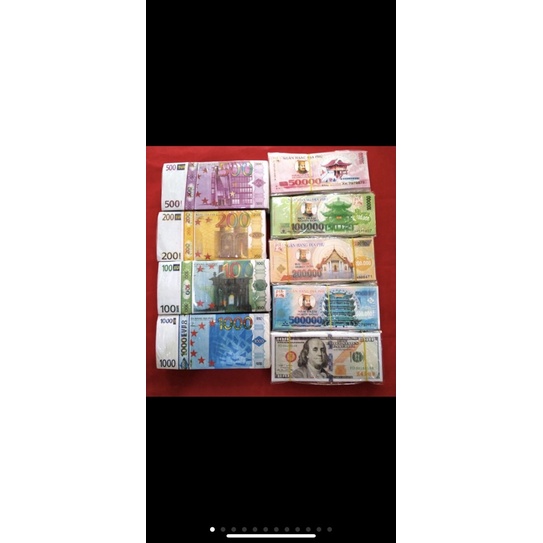 10 cục tiền âm phủ polime USD Euro Ngân phiếu giấy đẹp