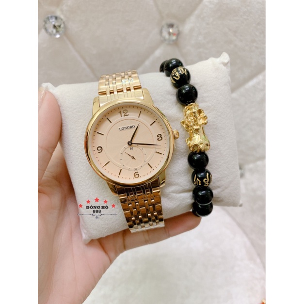 Đồng Hồ Nam Nữ LongBo 1158 chống nước, chống xước + Tặng 1 vòng tỳ hưu phong thủy