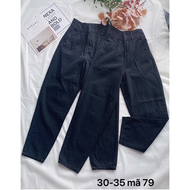 Quần Baggy Nữ ⚡️ Quần Baggy Jean Nữ Bigsize 40kg-80kg Trơn Lưng Cao ⚡️ Hàng VNXK Ms79