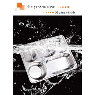 Khay Cơm Phần 4 5 Ngăn INOX Có Nắp Cao Cấp
