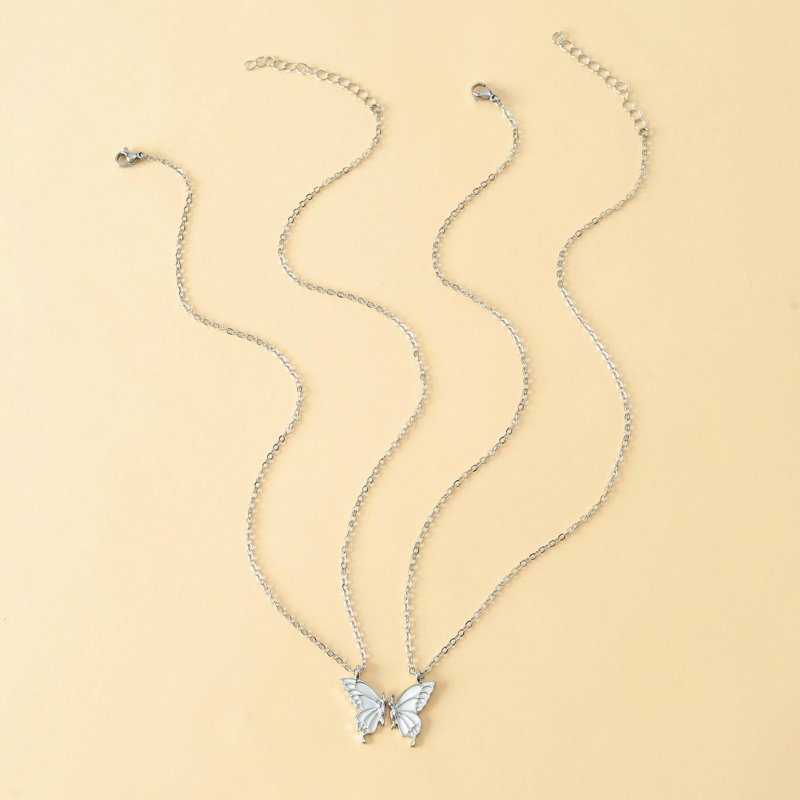 Flgo Vòng cổ Mặt Thẻ Tình Bạn Hình Bướm Bằng Hợp Kim Phong Cách Âu Mỹ Cá Tính