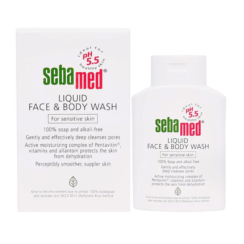 Sữa rửa mặt và tắm toàn thân cho da nhạy cảm Sebamed pH5.5 Liquid Face Body Wash 200ml