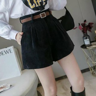 Quần short nữ cạp cao vải nhung không kèm đai