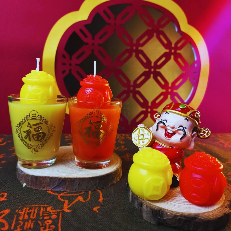NẾN BƠ HỦ VÀNG BẦU thắp bàn thờ Thần Tài, Gia Tiên, Ông Táo, dùng trong thờ cúng, nến sạch không mùi không khói, an toàn